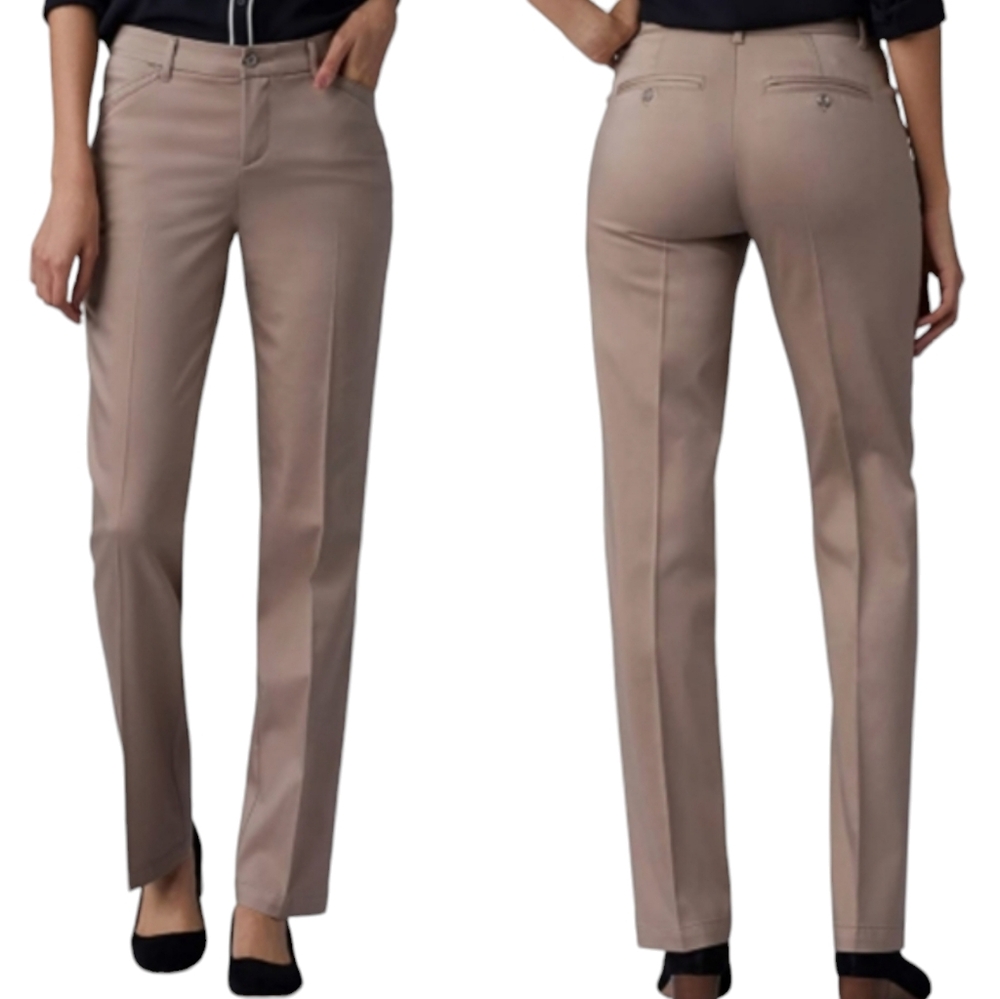 Lee Pants Womens Size 8 Short Khaki Regular Fit Mid Rise Straight Leg Trouser